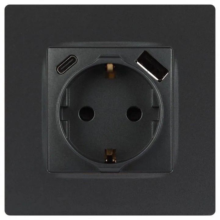 Розетка с заземлением и со шторкой и 2хUSB, без рамки Эра Эра 12 12-4108-12