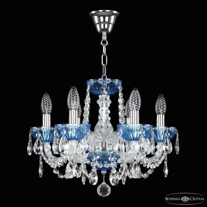 Подвесная люстра Bohemia Ivele Crystal 5402 5402/6/141 Ni Aquamarine/M-1G