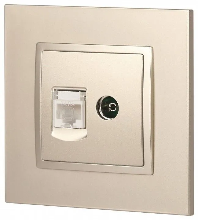 ТВ-розетка и розетка Ethernet RJ-45 без рамки Эра Эра Elegance 14-3110-04