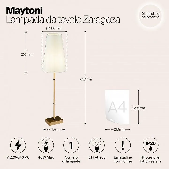 Настольная лампа декоративная Maytoni Сарагоса H001TL-01BS