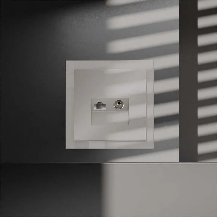 ТВ-розетка и розетка Ethernet RJ-45 без рамки Voltum S70 VLS060703