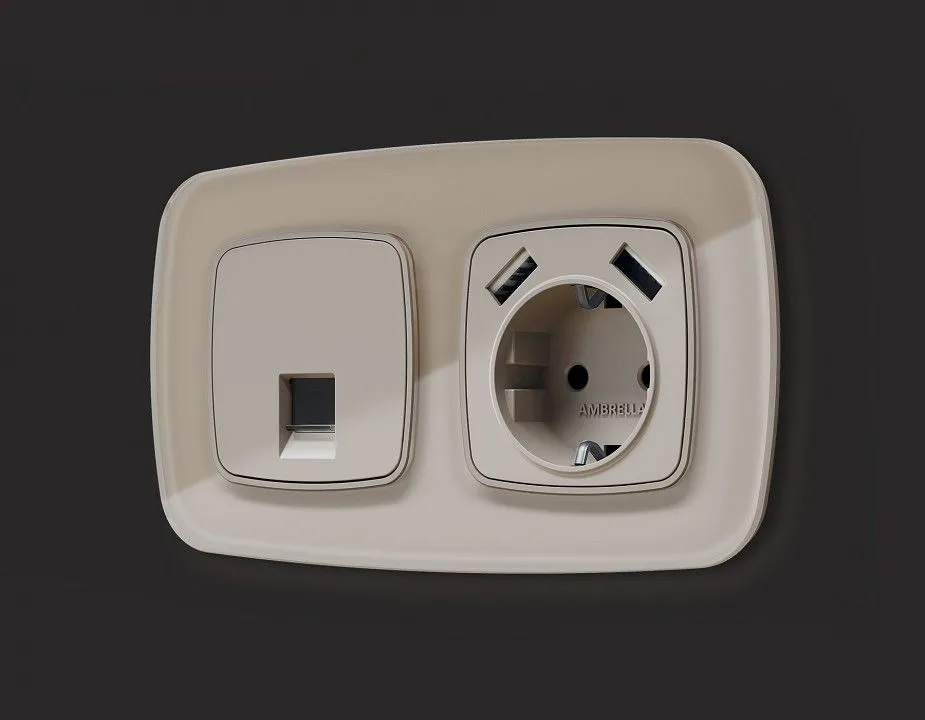 Накладка для розетки RJ-11 или RJ-45 Ambrella Volt OMEGA OP3720