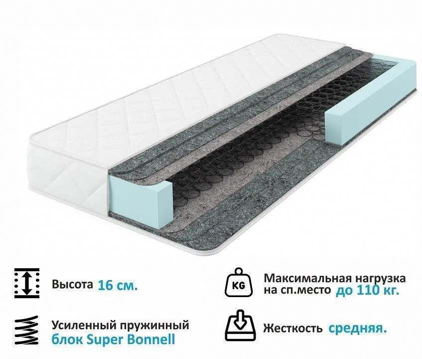 Кровать односпальная Elda 2000x900 c матрасом ГОСТ