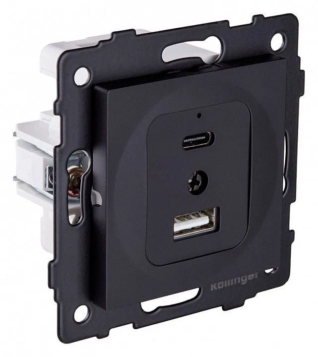 Розетка 2хUSB type A и C без рамки Kollinger  REA-037BM