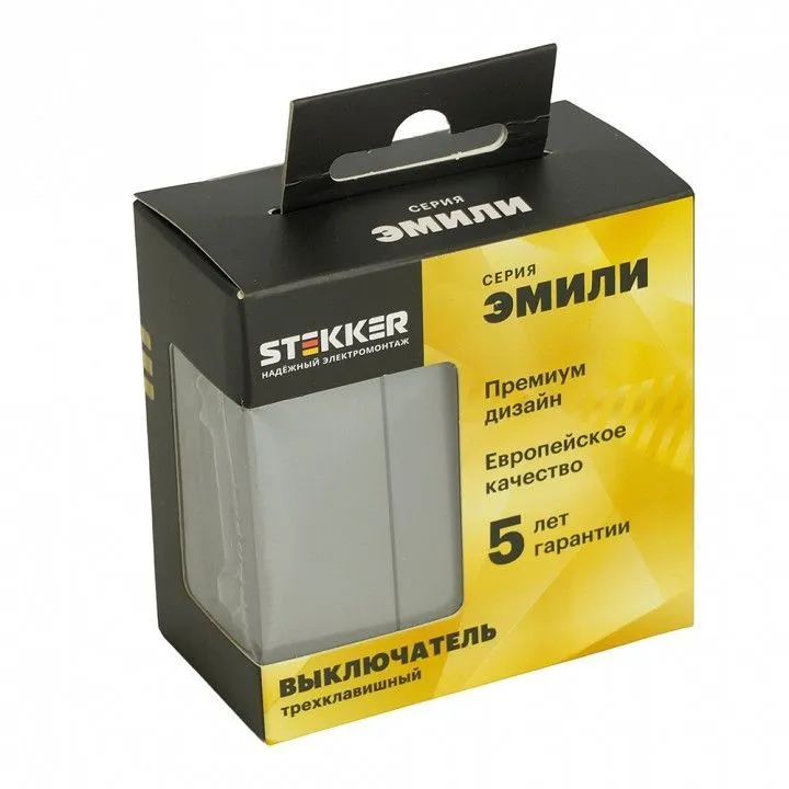 Выключатель трехклавишный без рамки Stekker Эмили 49948