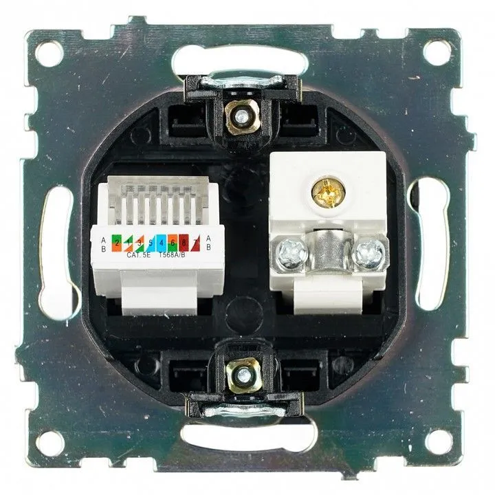 ТВ-розетка и розетка Ethernet RJ-45 без рамки Stekker Катрин 49182