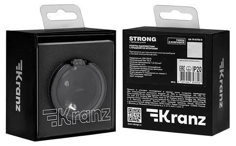 Розетка с заземлением и со шторкой, без рамки с крышкой Kranz STRONG KR-78-0702-5