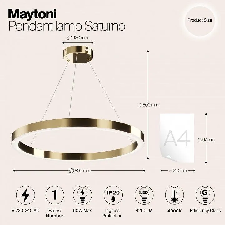 Подвесной светильник Maytoni Сатурн MOD415PL-L60BS4K
