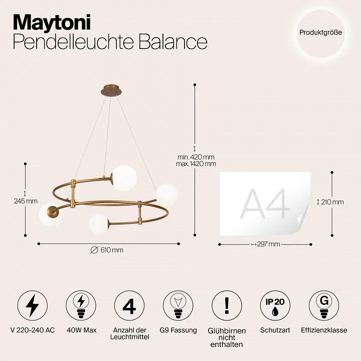 Подвесная люстра Maytoni Баланс MOD317PL-04G