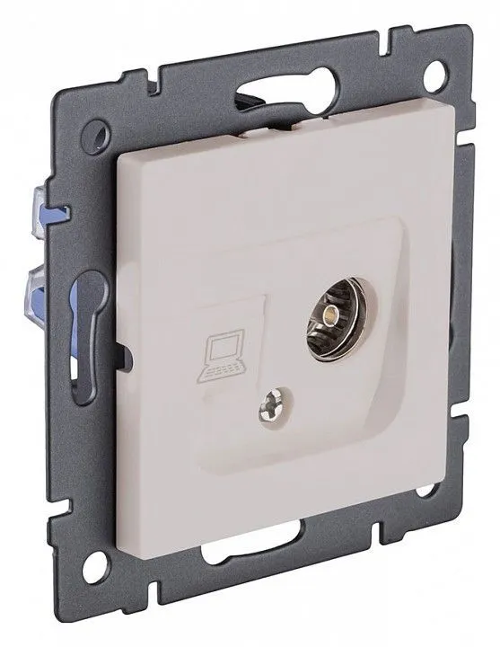 ТВ-розетка и розетка Ethernet RJ-45 без рамки Kollinger  REA-021CM