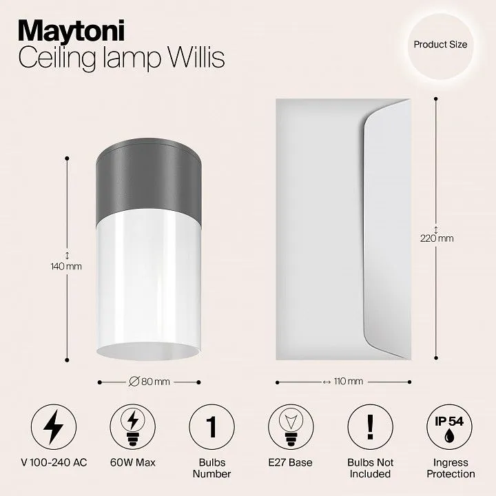 Накладной светильник Maytoni Уиллис O418CL-01GR