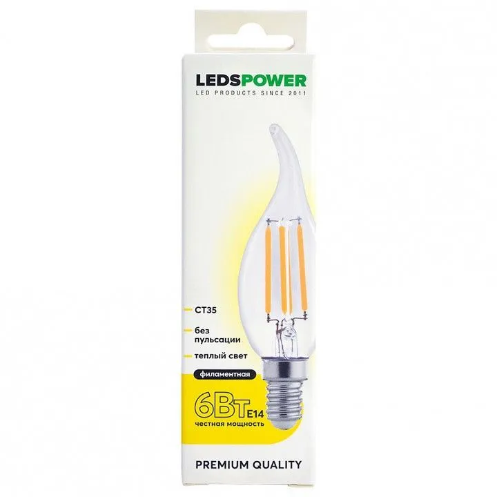 Лампа светодиодная LEDS POWER CT35 E14 6Вт 3000K 007090