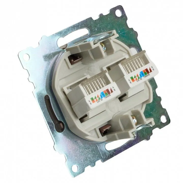 Розетка двойная Ethernet RJ-45 без рамки Stekker Катрин 50006
