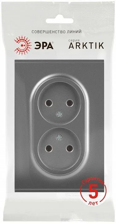 Розетка двойная без заземления, без рамки Эра Arktik Б0071686