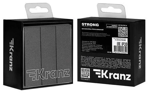 Выключатель трехклавишный без рамки Kranz STRONG KR-78-0707-6
