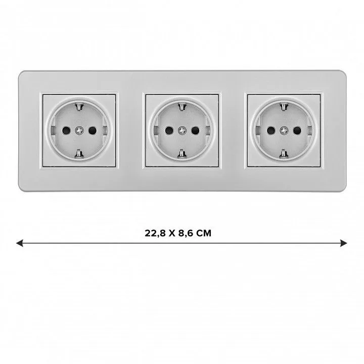 Розетка с заземлением и со шторкой Arte Milano SET16-3 SET16-3-40-1x3 silver
