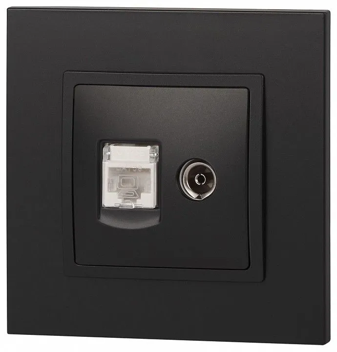 ТВ-розетка и розетка Ethernet RJ-45 без рамки Эра Эра Elegance 14-3110-05