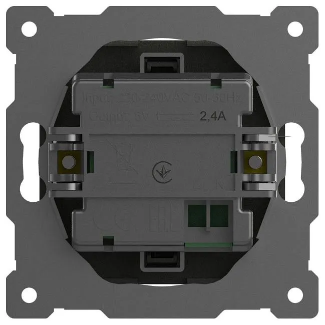 Розетка 2хUSB type A без рамки Elbi Eleсtriс Zena Vega 609-011100-143