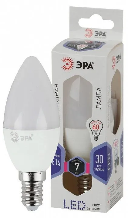 Лампа светодиодная Эра Стандарт E14 7Вт 6000K LED B35-7W-860-E14