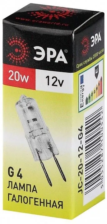 Лампа галогеновая Эра  G4 20Вт 3000K G4-JC-20W-12V