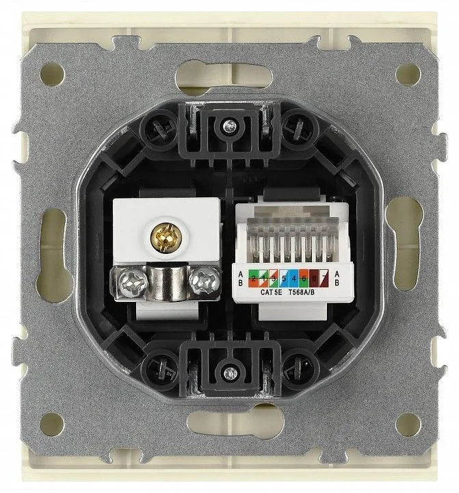 ТВ-розетка и розетка Ethernet RJ-45 без рамки Эра Arktik Б0070495