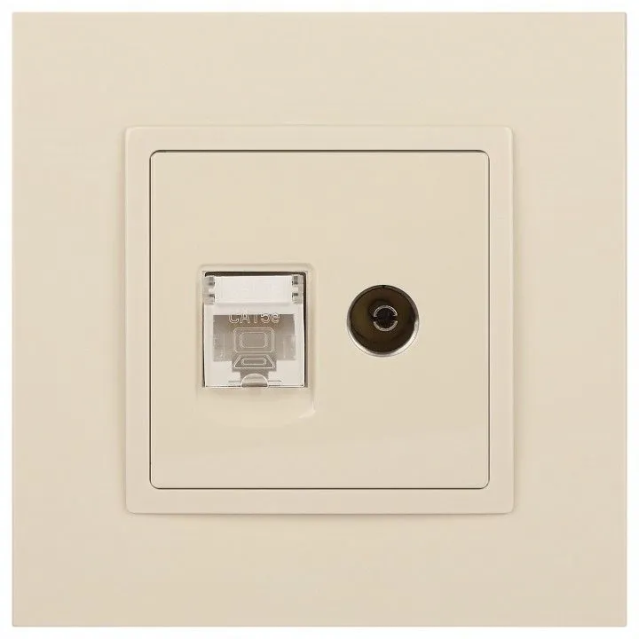 ТВ-розетка и розетка Ethernet RJ-45 без рамки Эра Эра Elegance 14-3110-02