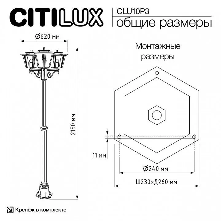 Фонарный столб Citilux FORTS CLU10P3