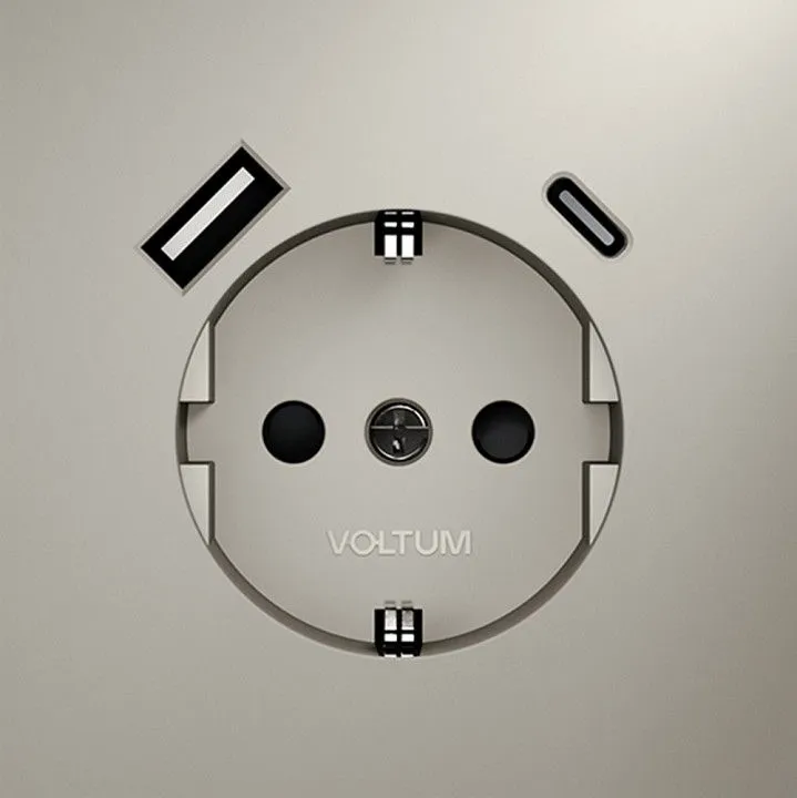 Розетка с заземлением и со шторкой и 2хUSB type A и C, без рамки Voltum S70 VLS040503