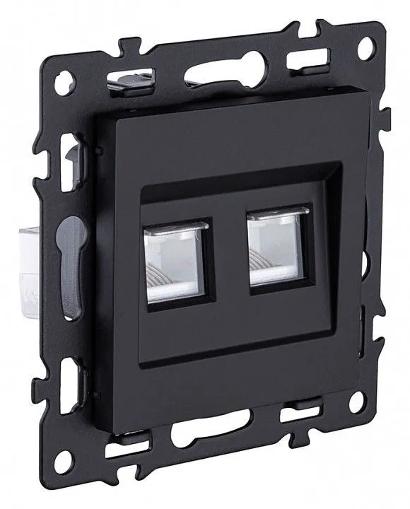 Розетка двойная Ethernet RJ-45 и со шторками, без рамки Kollinger Asthetik AS-018BK