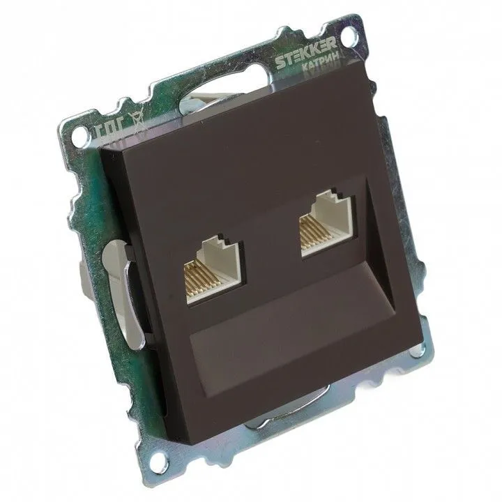Розетка двойная Ethernet RJ-45 без рамки Stekker Катрин 50006