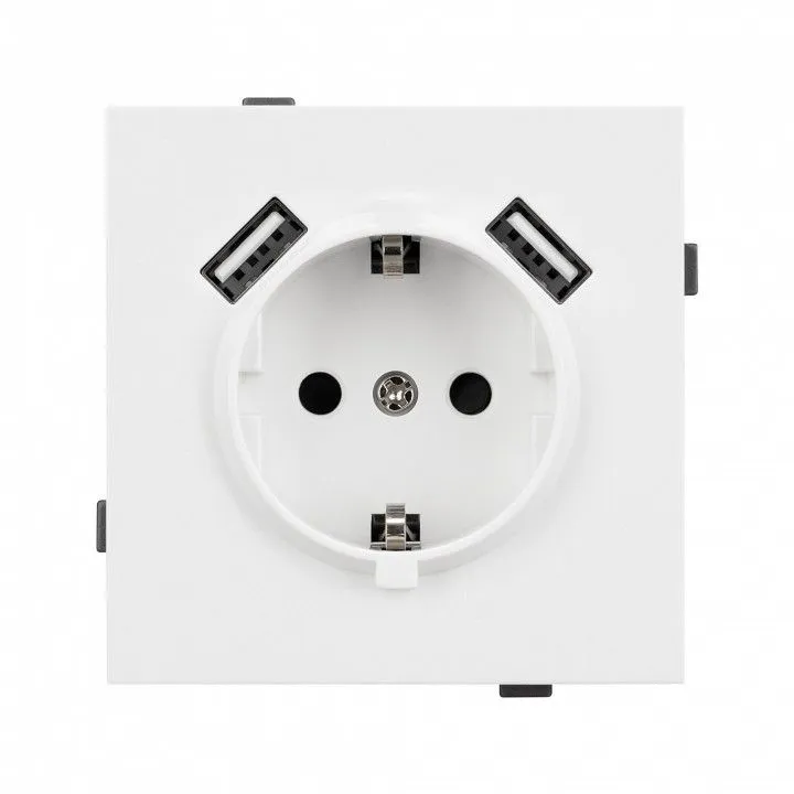 Розетка с заземлением и 2хUSB type A, без рамки Arlight SCT-TENDO 054082