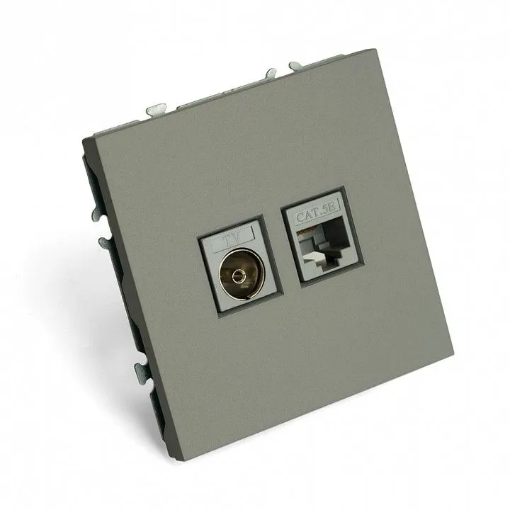 ТВ-розетка и розетка Ethernet RJ-45 без рамки Stekker Эмили 49950