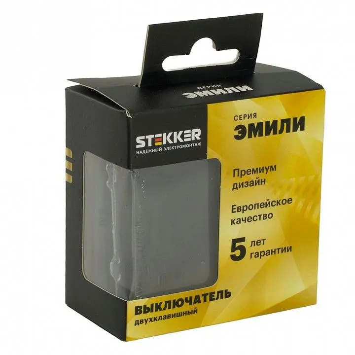 Выключатель двухклавишный без рамки Stekker Эмили 49840