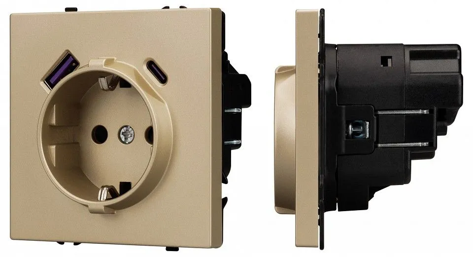 Розетка с заземлением и со шторкой и 2хUSB type A и C, без рамки Arlight NOBE 054286(1)