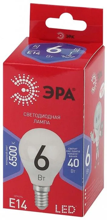 Лампа светодиодная Эра  E14 6Вт 6500K LED P45-6W-865-E14 R