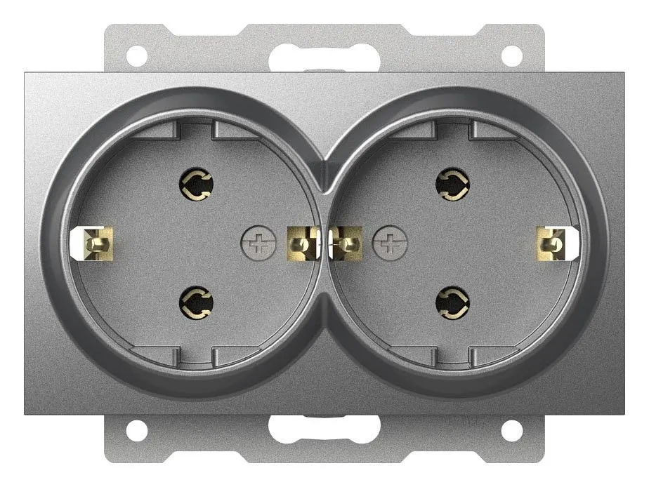 Розетка двойная с заземлением, без рамки Elbi Eleсtriс Zena Vega 609-011000-907