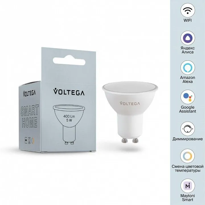 Лампа светодиодная с управлением через Wi-Fi Voltega Умные лампы (Wi-Fi) GU10 5Вт 2700-6500K 2425