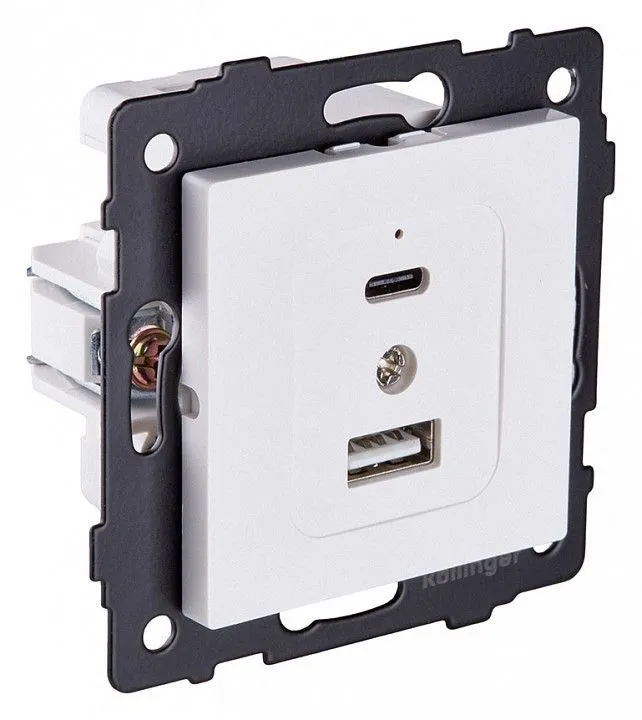 Розетка 2хUSB type A и C без рамки Kollinger  REA-037WM