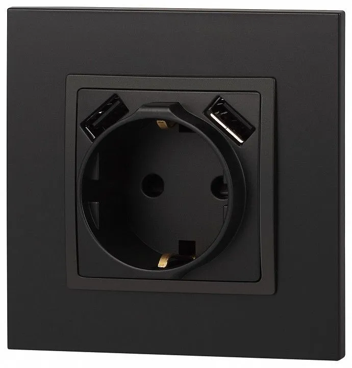 Розетка с заземлением и со шторкой и 2хUSB, без рамки Эра Эра Elegance 14-4109-05