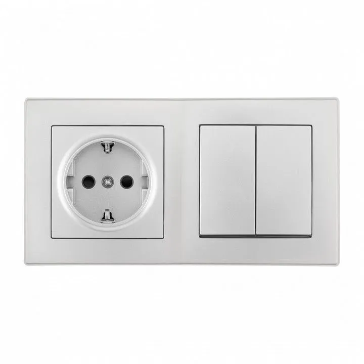 Блок с розеткой и выключателем Arte Milano SET06-2 SET06-2-30-2-40-1 silver
