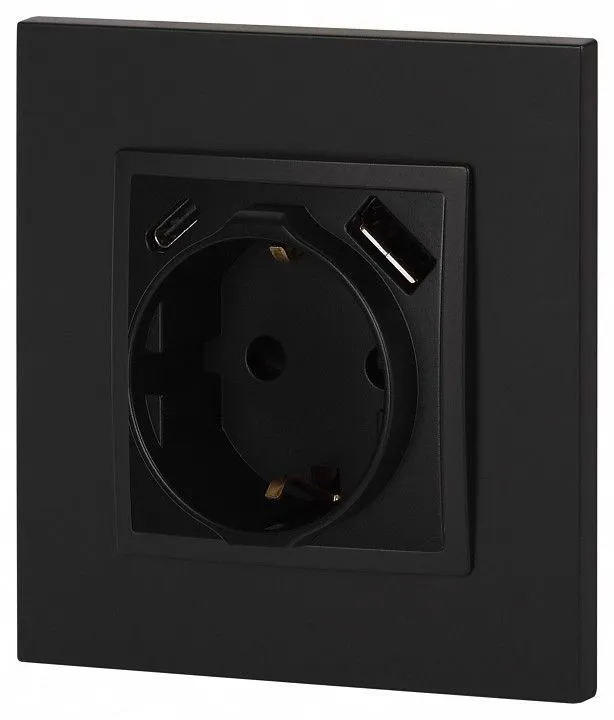 Розетка с заземлением и со шторкой и 2хUSB, без рамки Эра Эра Elegance 14-4108-05