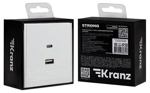 Розетка 2хUSB type A и C без рамки Kranz STRONG KR-78-0734-4
