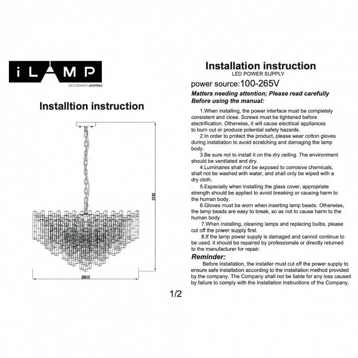 Подвесная люстра iLamp GRAMERCY 670P-16 CR+CL