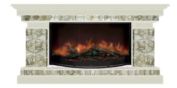 Комплект из электрокамина напольного и портала (143x45x80 см) Брайтон Карелия Rondo 86 БР000019