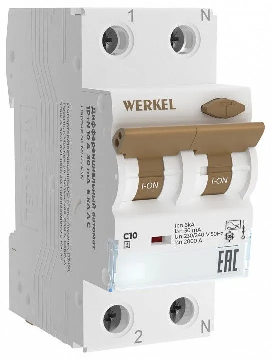 Дифференциальный автоматический выключатель 1P Werkel  W922P254