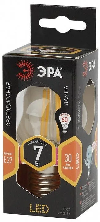 Лампа светодиодная Эра F-LED E27 7Вт 2700K F-LED P45-7W-827-E27