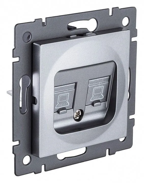 Розетка двойная Ethernet RJ-45 и со шторками, без рамки Kollinger  REA-015GY