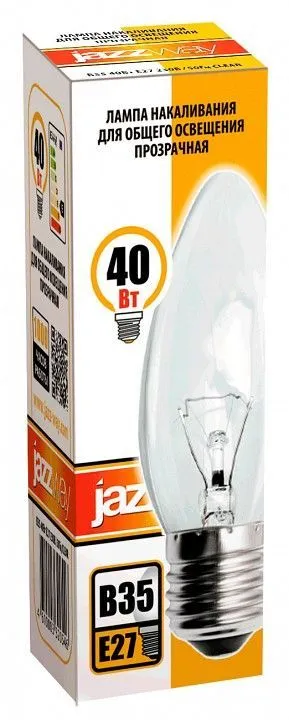 Лампа накаливания Jazzway  E27 40Вт 2700K B35 240V 40W E27 clear
