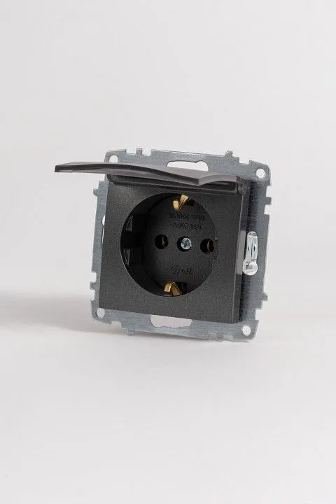 Розетка с заземлением с крышкой, без рамки Elbi Eleсtriс Zena Vega 609-011100-218
