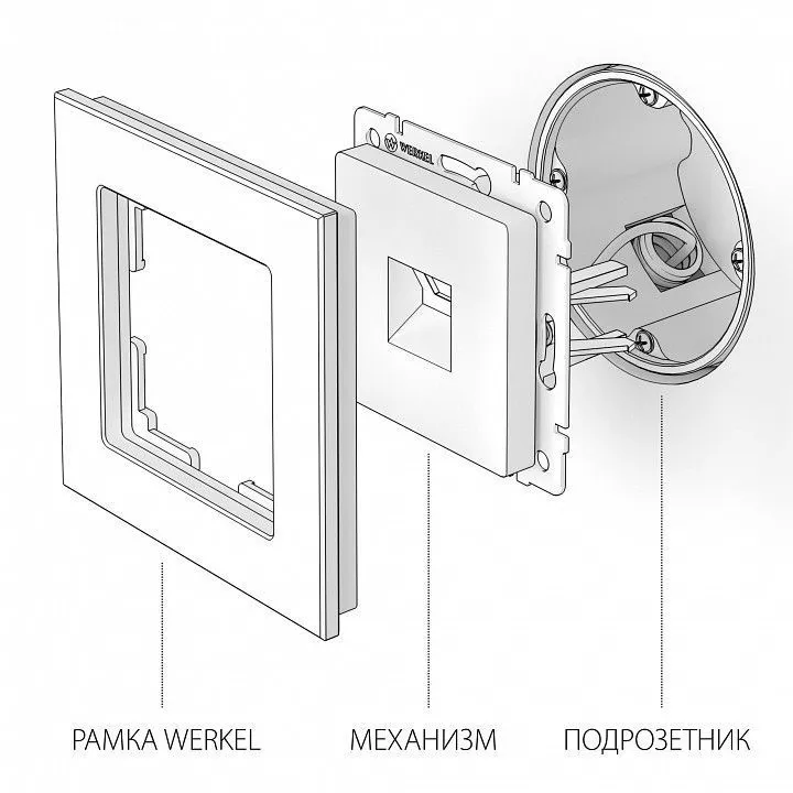 Розетка Ethernet RJ-45 без рамки Werkel глянцевый никель W1181002
